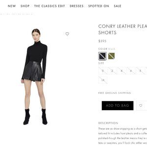 Alice + Olivia Lamb Leather Wide‑Leg Shorts XS/Small